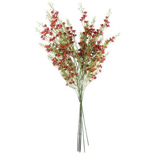Pack of 6 Red Artificial Foliage Stems with Small Flowers 100cm
