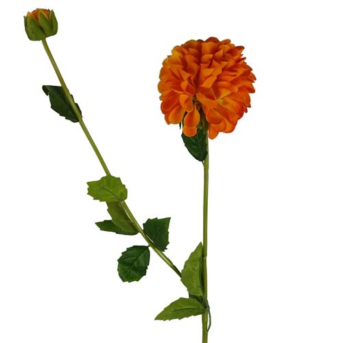 75cm Orange Dahlia Pompom Artificial Flower Stem