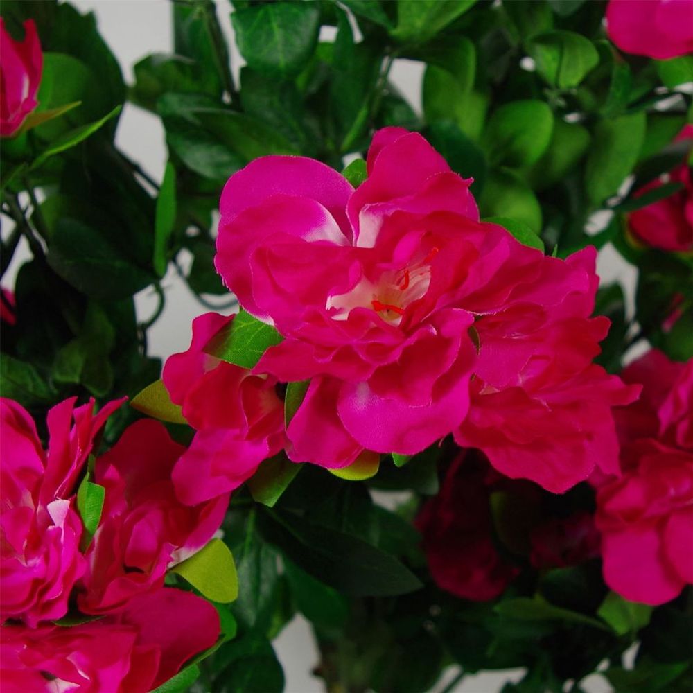 100cm Premium Pink Artificial Azalea with Silver Metal Planter