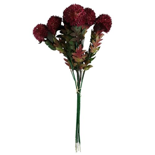 Pack of 6 Large Ball Dahlia Artificial Flower Stems in Pink 70cm
