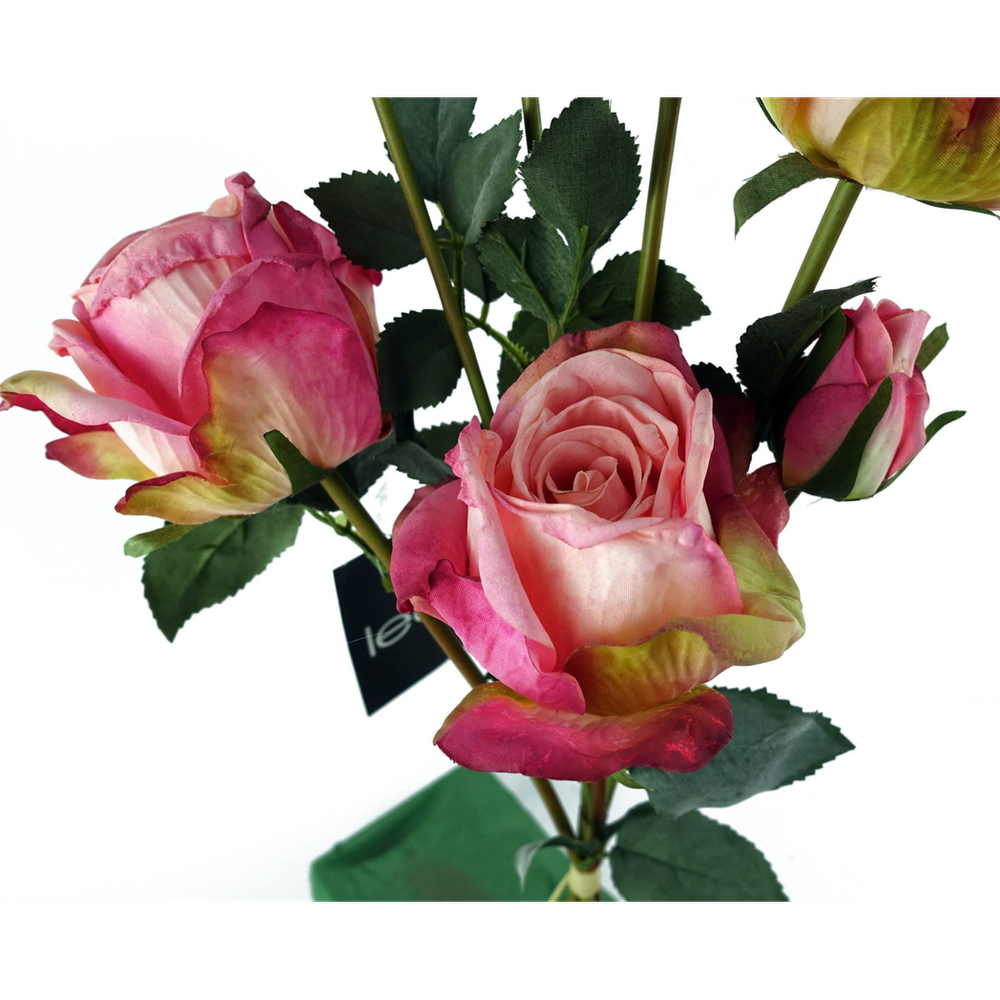 60cm Pink Rose Artificial Flowers Spray with 4 Flowers and 3 Buds