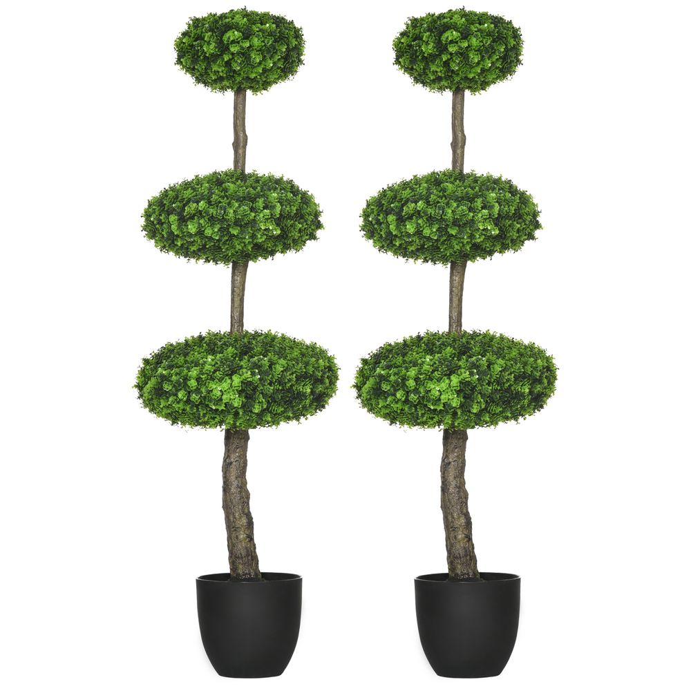 Artificial Boxwood Ball Topiary Trees Set of 2 with Pots