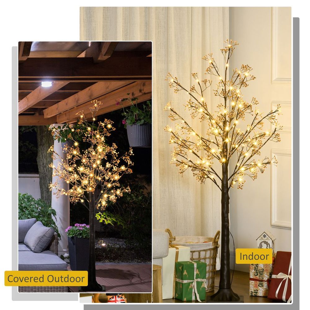 5ft Artificial Tree with Warm White LED Lights and Baby Breath Flowers