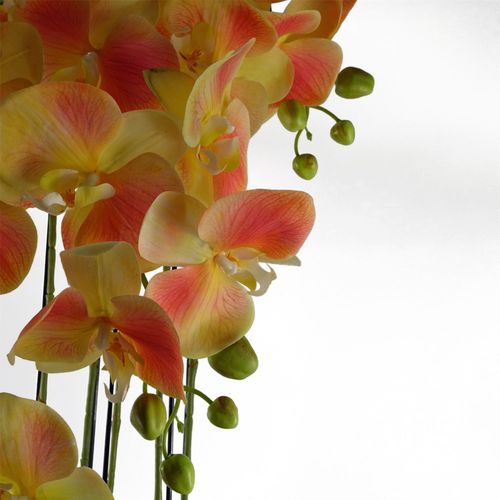 110cm Large Yellow Peach Orchid Plant Artificial with 41 Real Touch Flowers