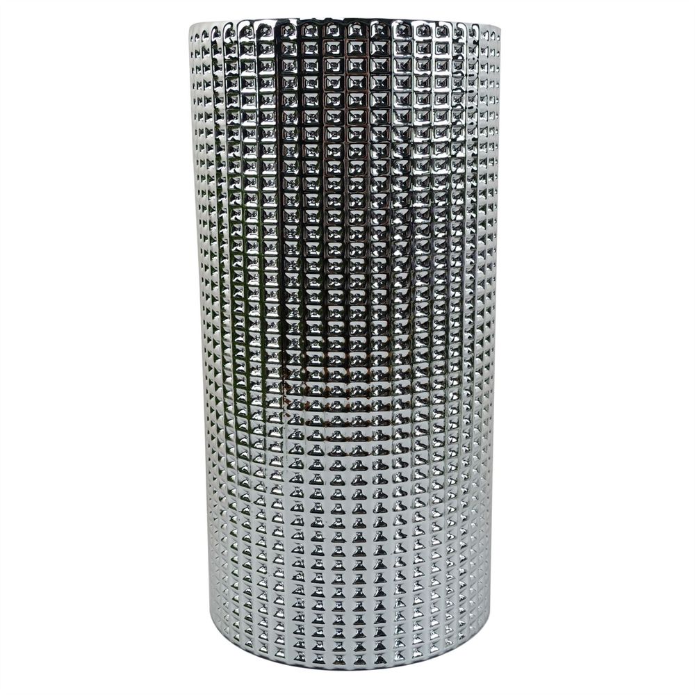 70cm Red Lily Display Silver Glass Vase with Fern and Berry Spray
