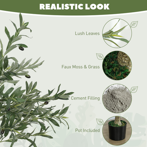 Indoor Artificial Olive Tree, 120cm Potted Silk Plant