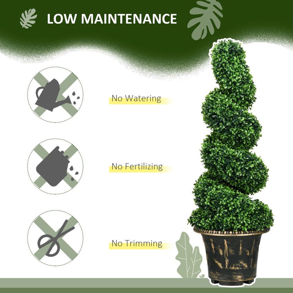 Set of 2 Spiral Boxwood Topiary Trees 90cm Potted Plants