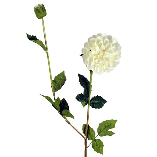 75cm Cream Dahlia Pompom Artificial Flower Stem