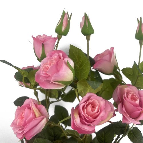 60cm Premium Pink Silk Rose Bush with Realistic Petals