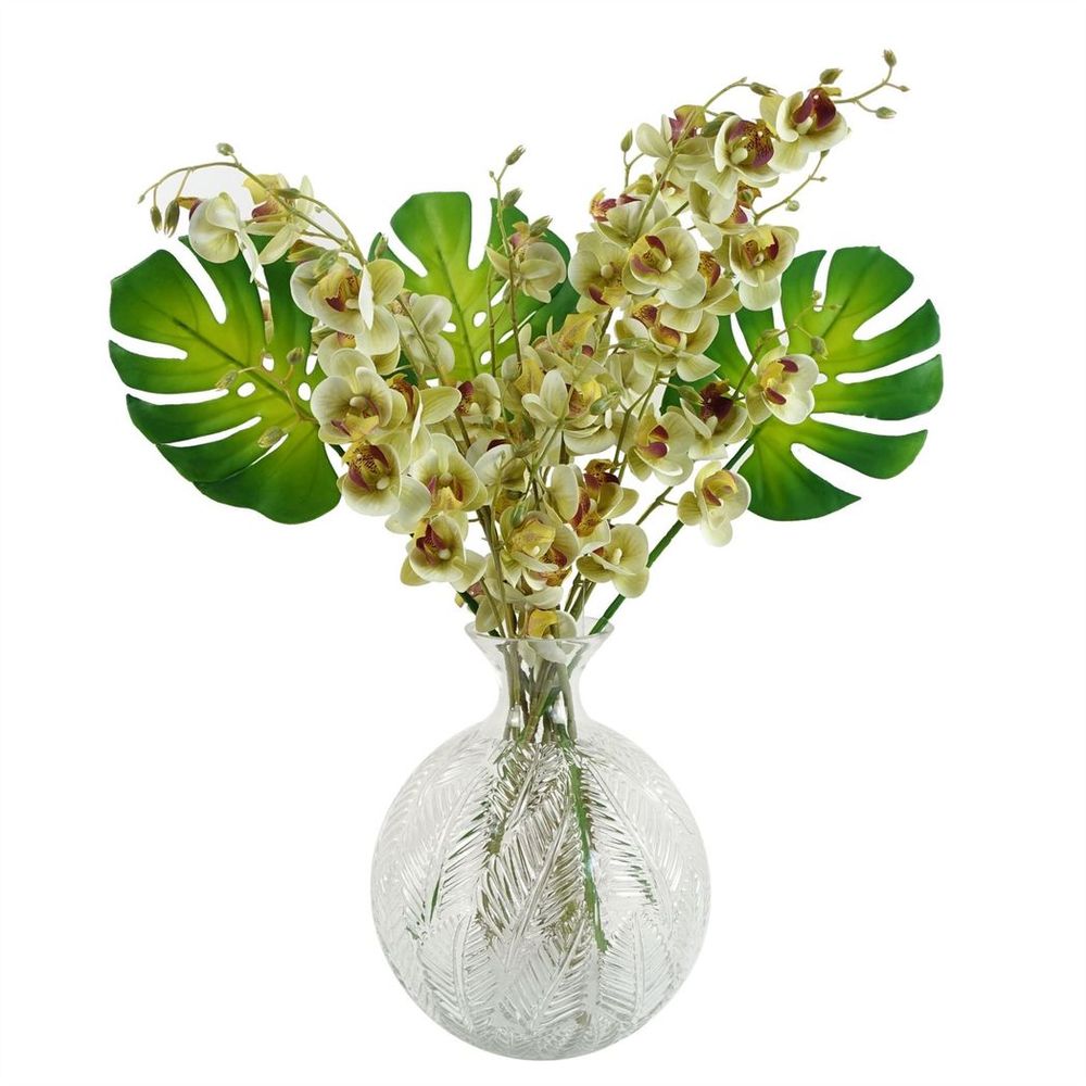 Clear Glass Fern Print Bottle Vase 26cm