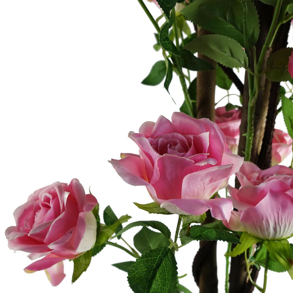 105cm Pink Rose Tree with Natural Wood Trunk