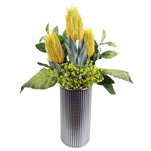 Pack of 6 Yellow Banksia Flower Stems 75cm Artificial