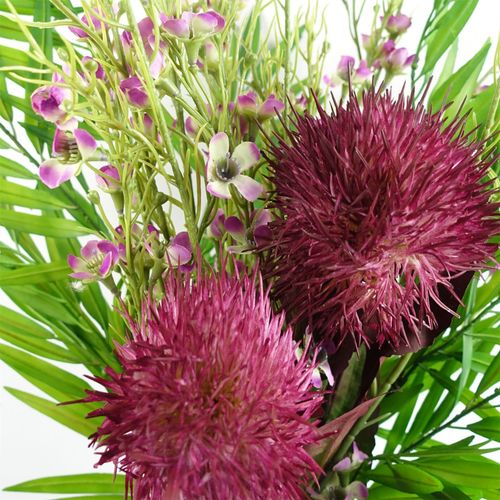 Purple Globe Thistle Artificial Flower Stems Pack of 6