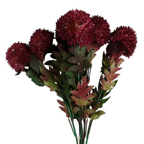 Pack of 6 Large Ball Dahlia Artificial Flower Stems in Pink 70cm