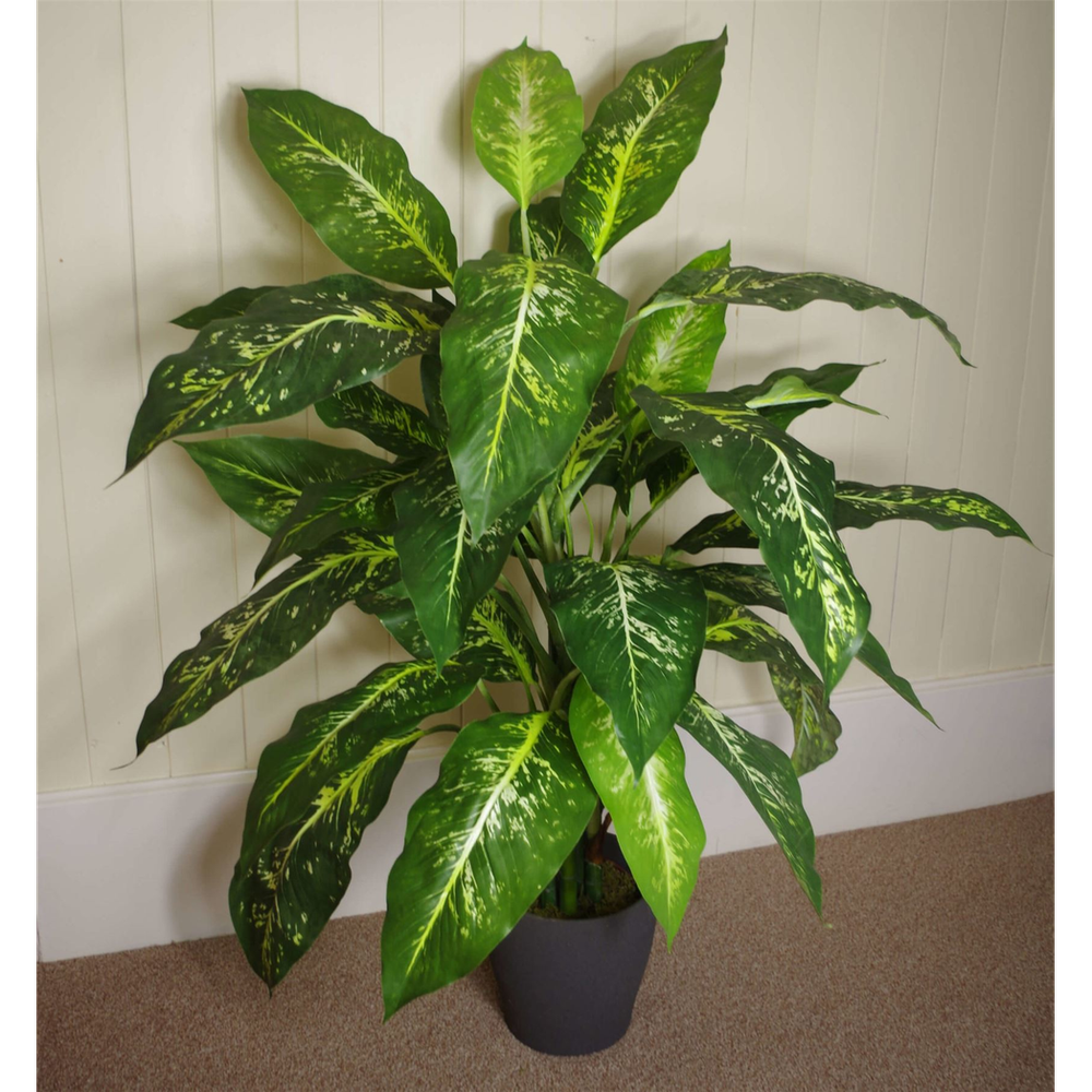 100cm Large Fox's Aglaonema Artificial Plant with Copper Metal Planter