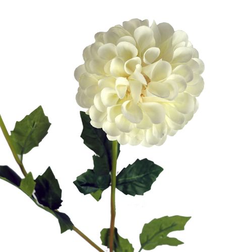 75cm Cream Dahlia Pompom Artificial Flower Stem