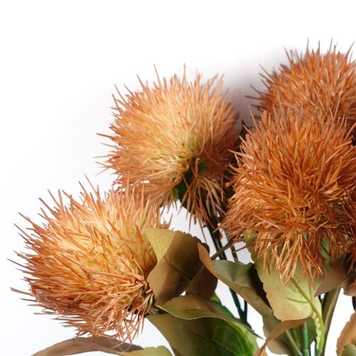 Pack of 6 Yellow Globe Thistle Artificial Flower Stems 70cm