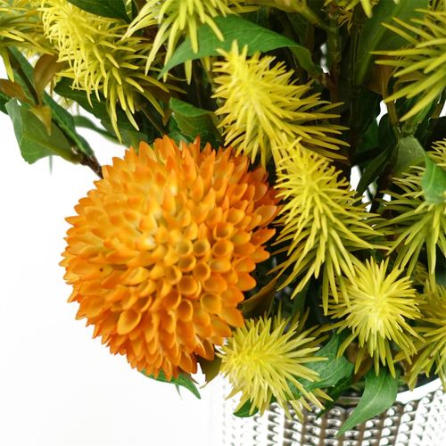 70cm Large Ball Dahlia Artificial Flower Stem in Yellow