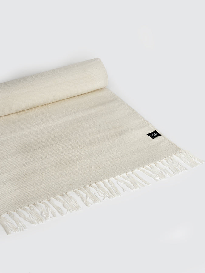 Organic Cotton Yoga Mat Rug in Natural White