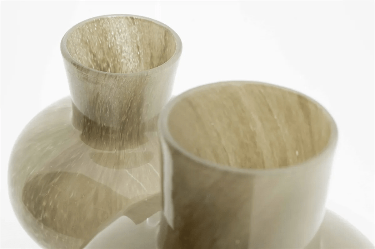 Modest Taupe Mouth Blown Glass Vase