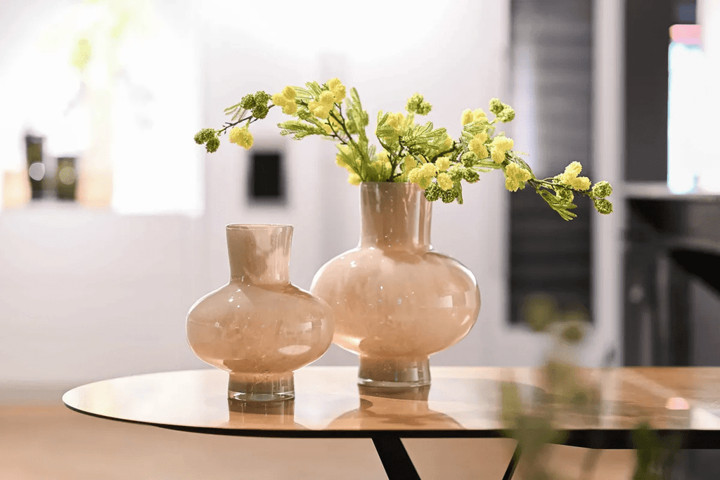Modest Taupe Mouth Blown Glass Vase