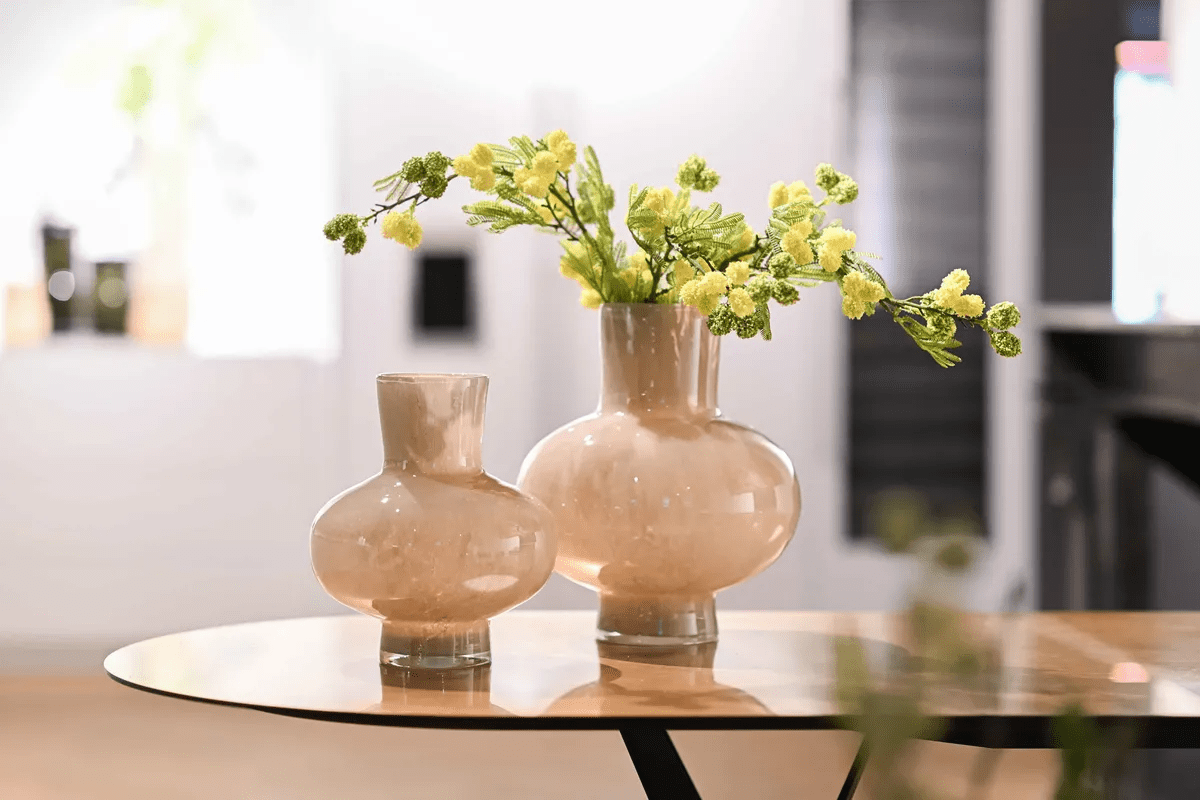 Modest Taupe Mouth Blown Glass Vase