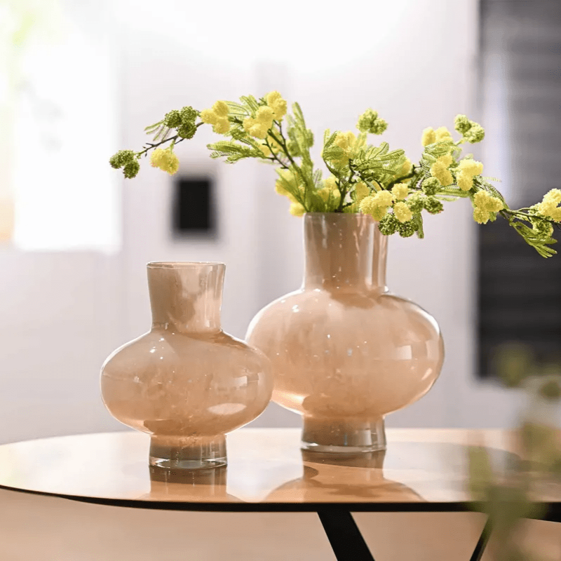 Modest Taupe Mouth Blown Glass Vase