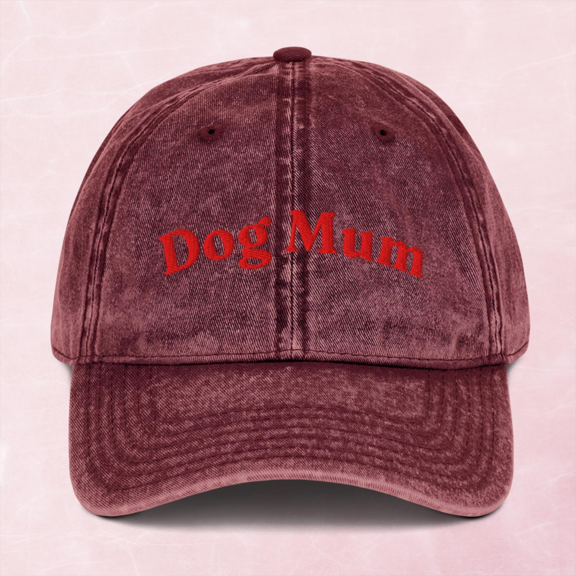 Cool quirky dog mum embroidered word Vintage effect Cotton Twill Cap