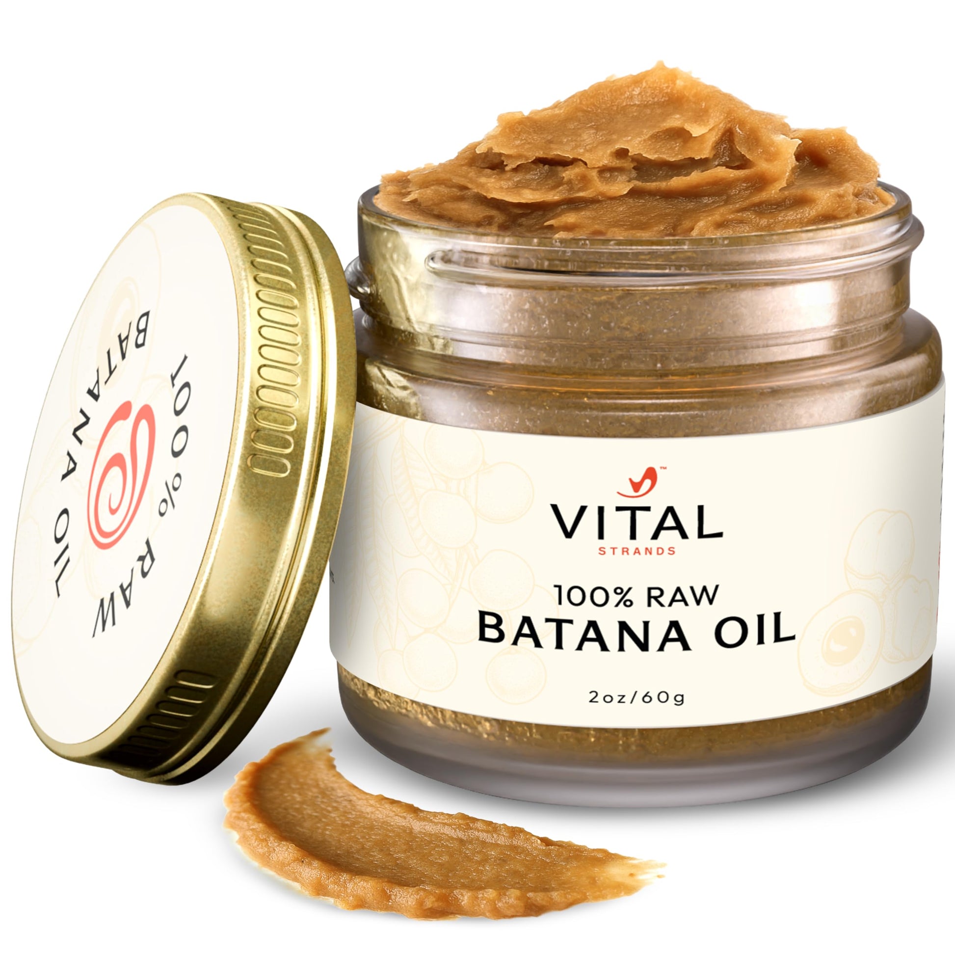 100 Percent Organic Raw Batana Oil for Hair Growth All Hair Types 2oz Glass Jar