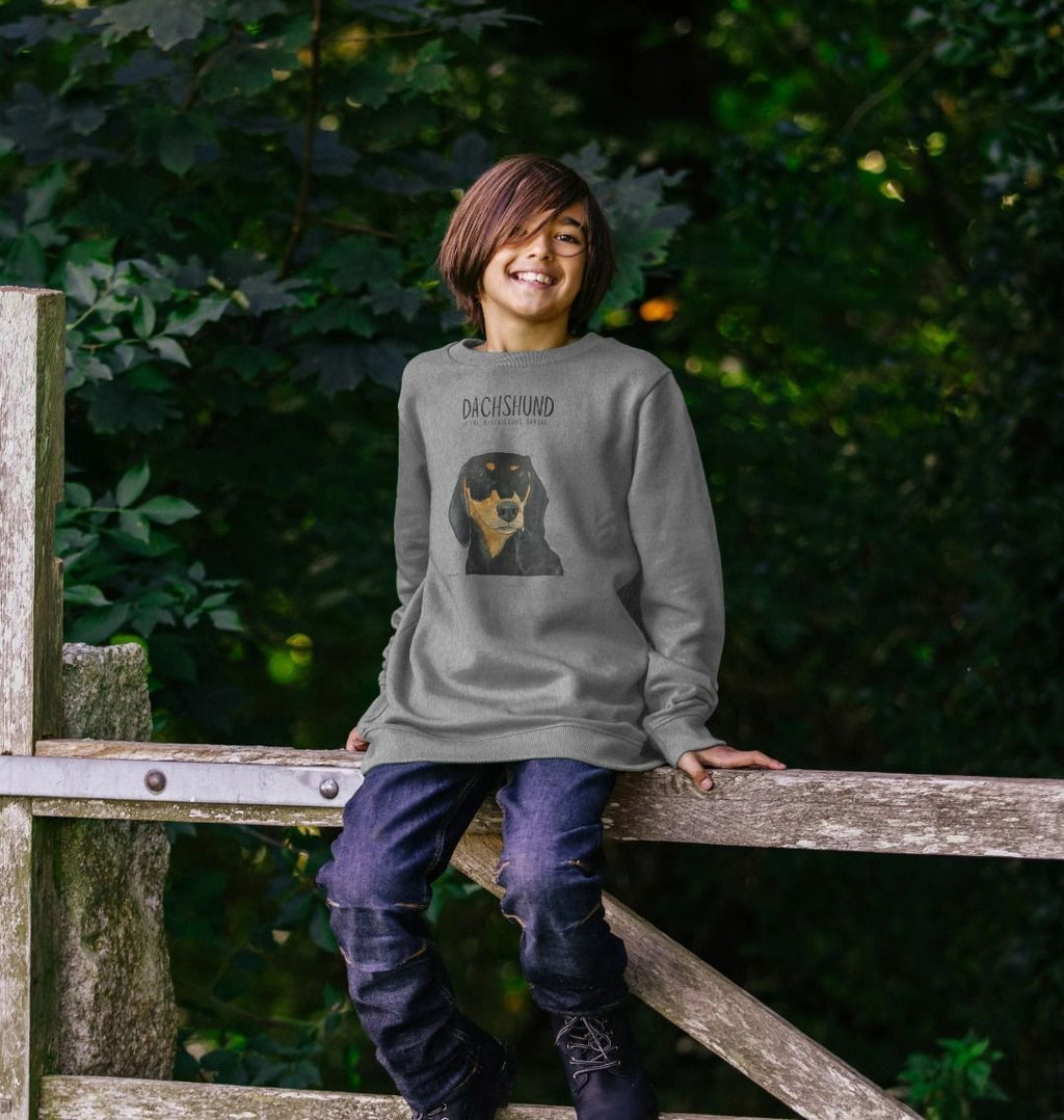 Snuggly Black and Tan Sausage Dog Kids Sweatshirt