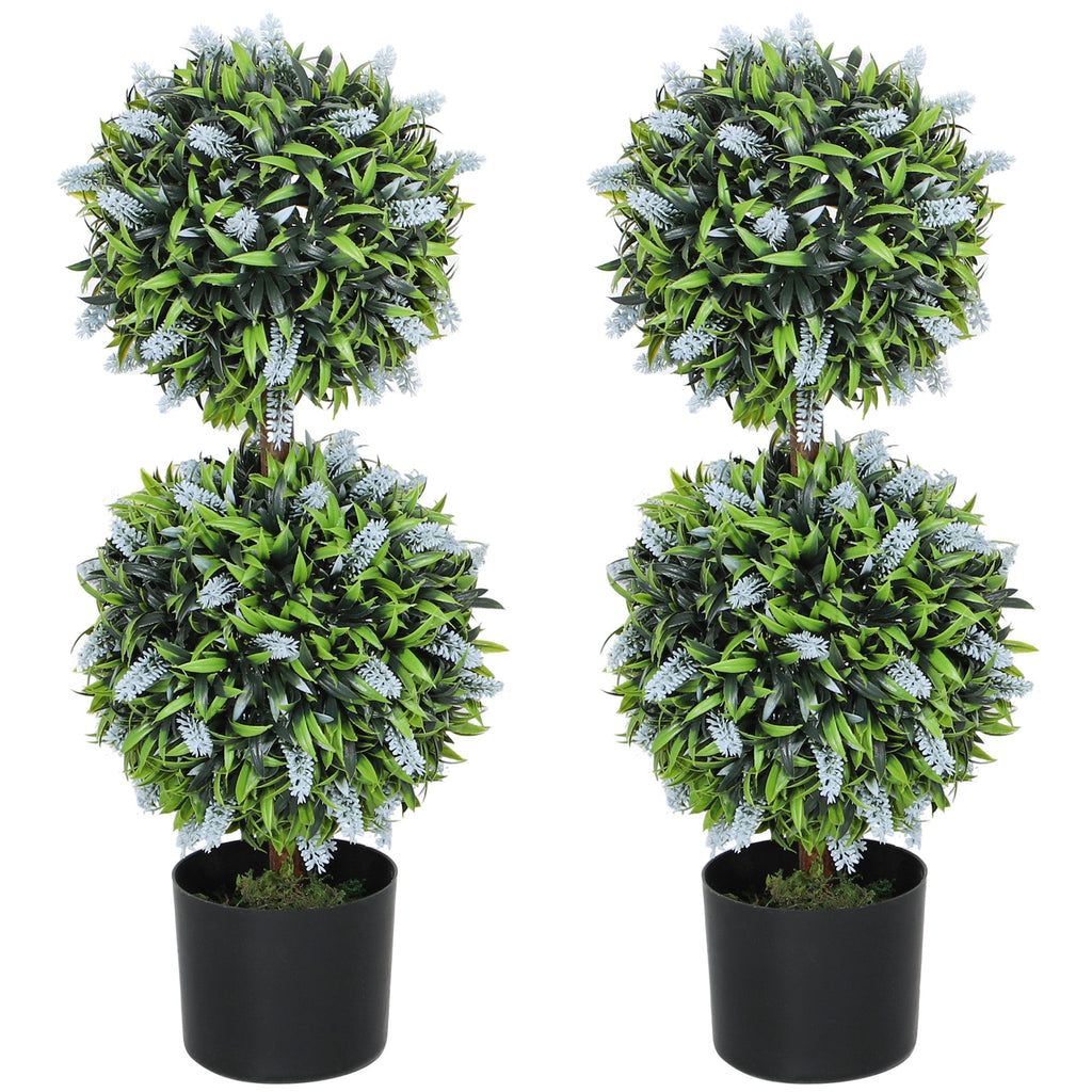 Set of 2 Potted Artificial Plants with Lavender Flowers