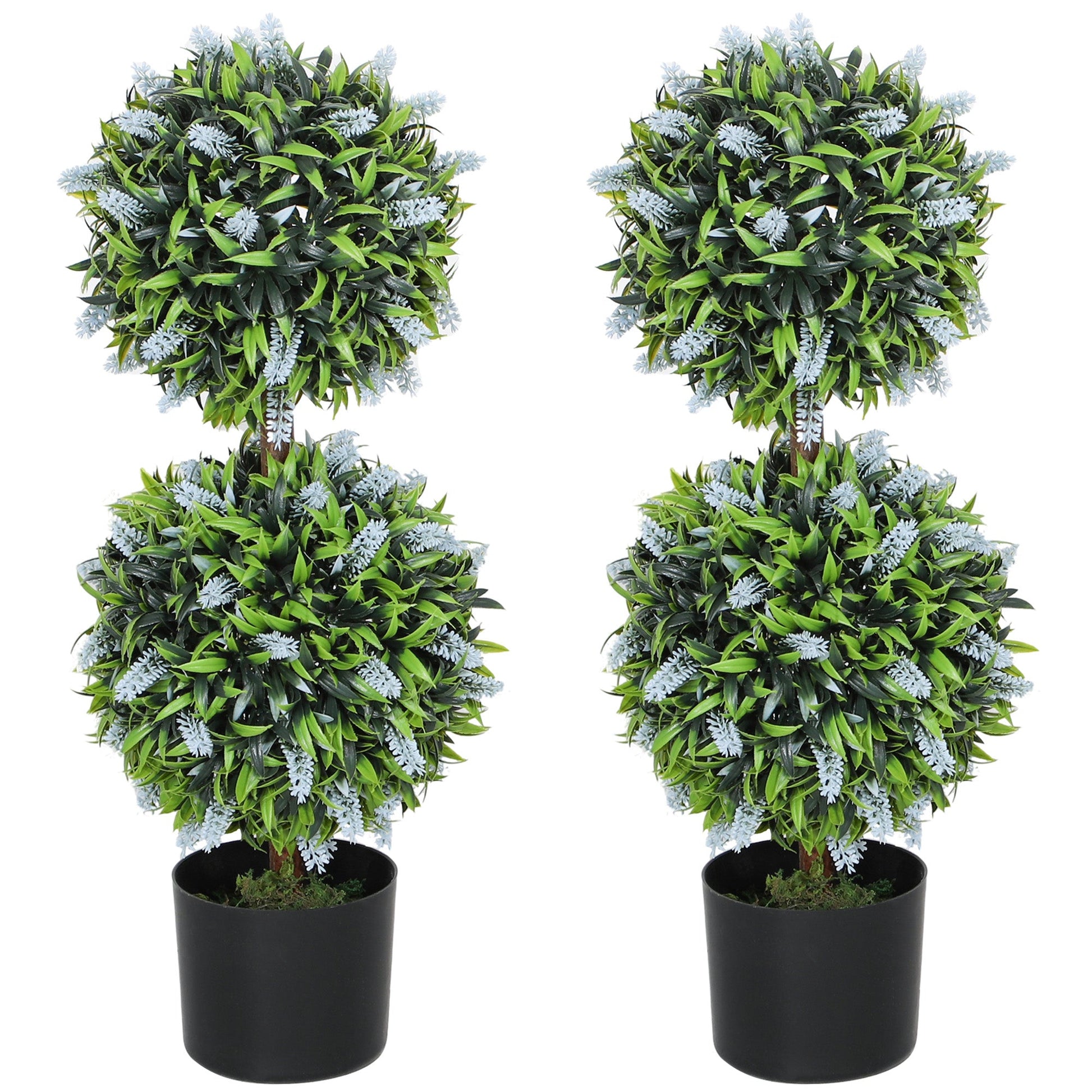 Set of 2 Potted Artificial Plants with Lavender Flowers
