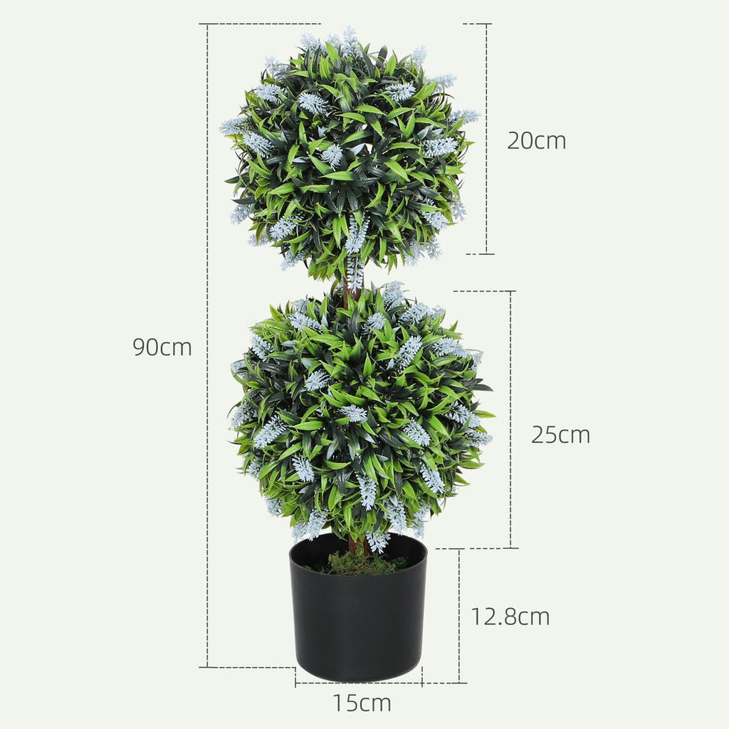 Set of 2 Potted Artificial Plants with Lavender Flowers