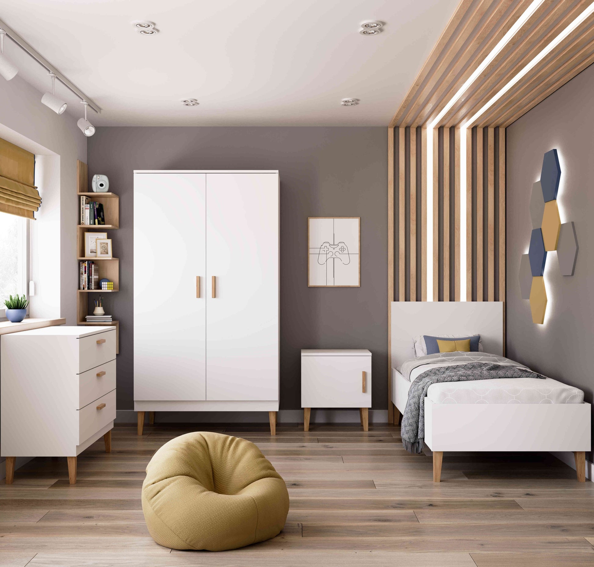 Wardrobe Kubi - White