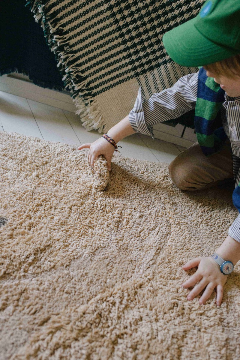 Bear Rug in Honey & Beige - Handcrafted & Eco-Friendly for Cozy Spaces by Lorena Canals at www.brixbailey.com