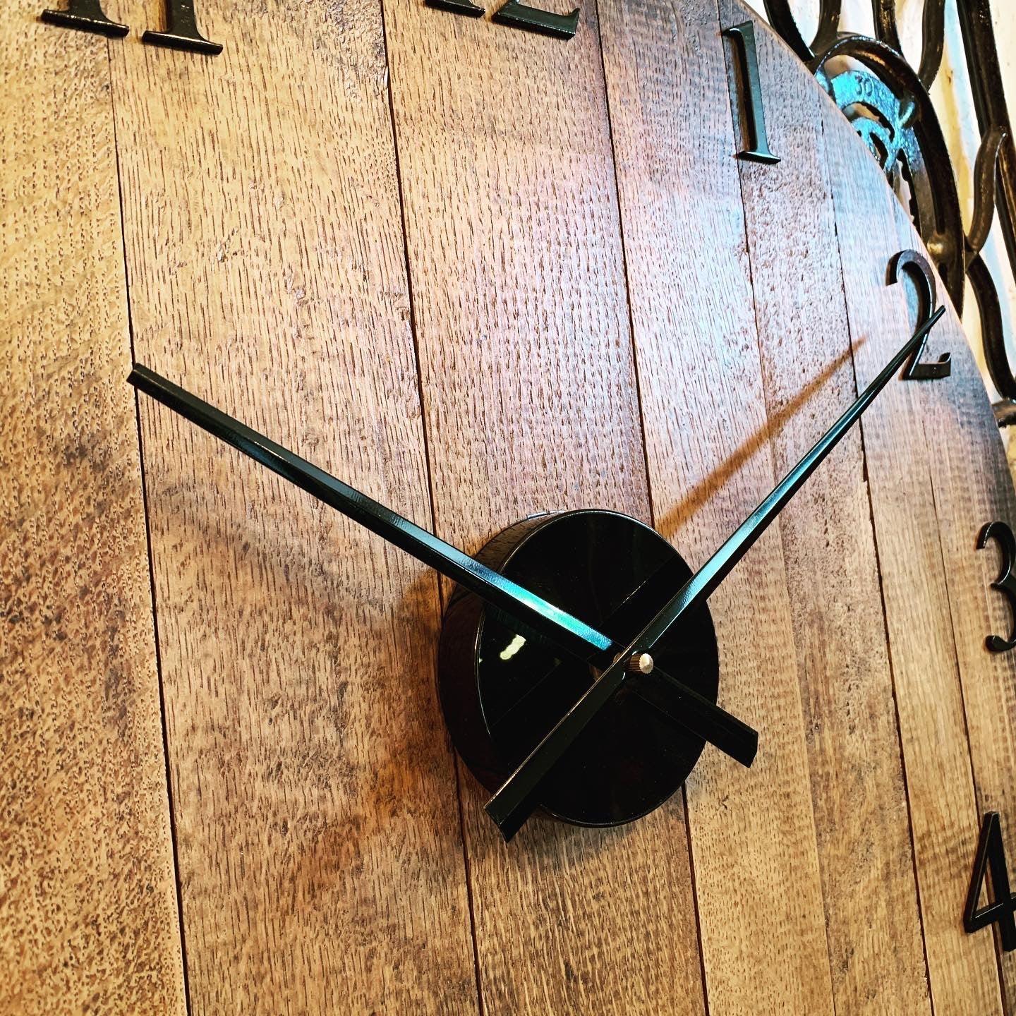 Whiskey Barrel Clock Oak Finish Made to Order