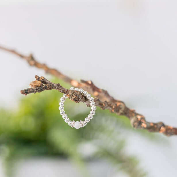 White Agate Gemstone Ring in Sterling Silver