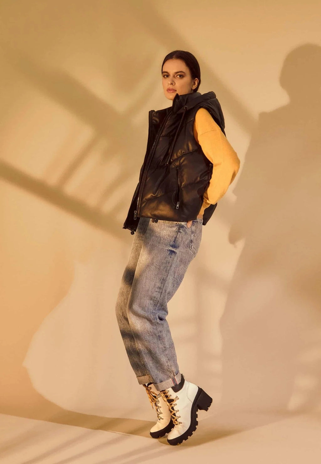 White Combat Boots – Stylish 9 cm Block Heel Design