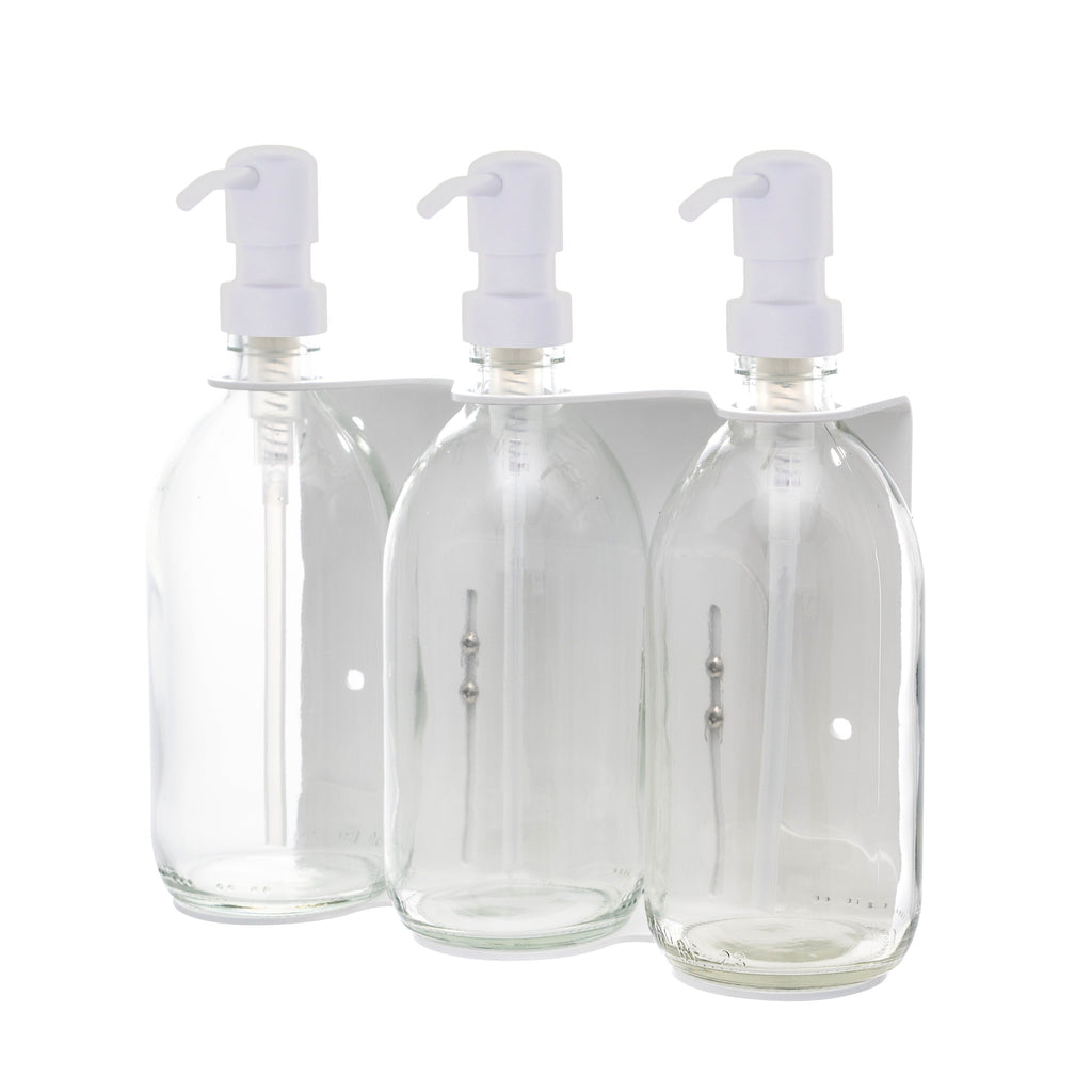 White Triple Wall Mounted Soap Dispenser