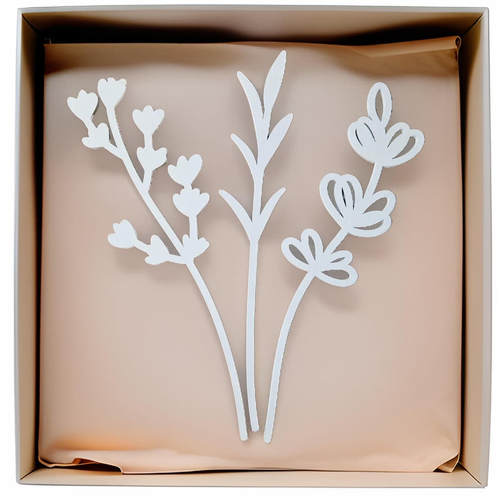 White Wooden Flower Bouquet Gift - Set of 3