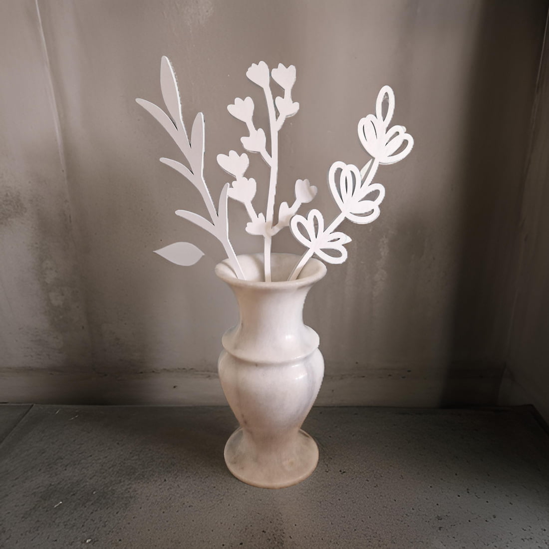 White Wooden Flower Bouquet Gift - Set of 3
