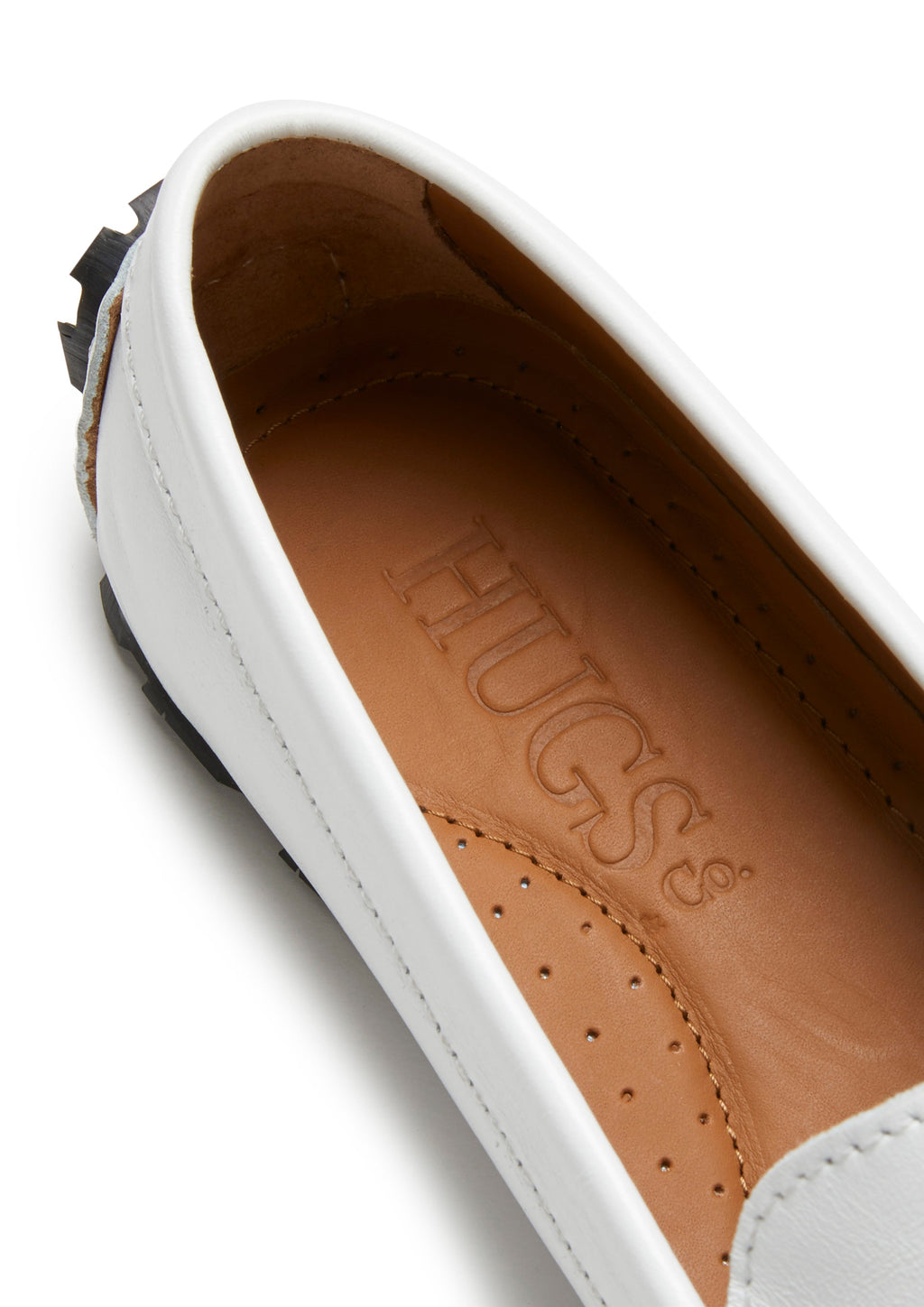 White Leather Penny Loafers with Recycled Tyre Sole