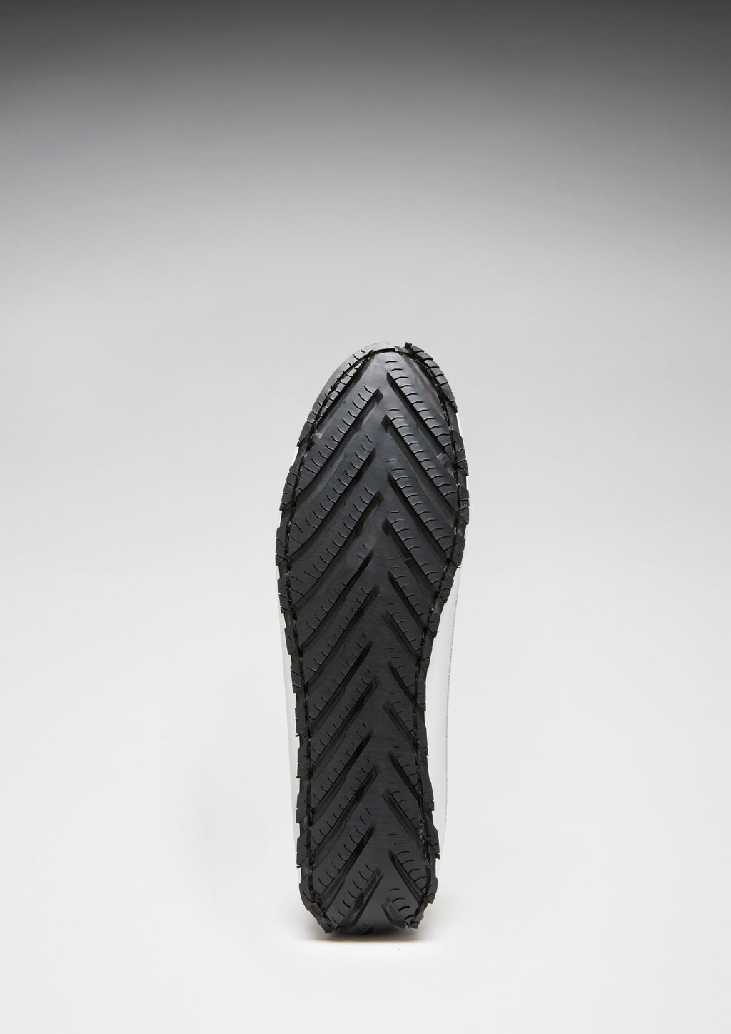 White Leather Penny Loafers with Recycled Tyre Sole