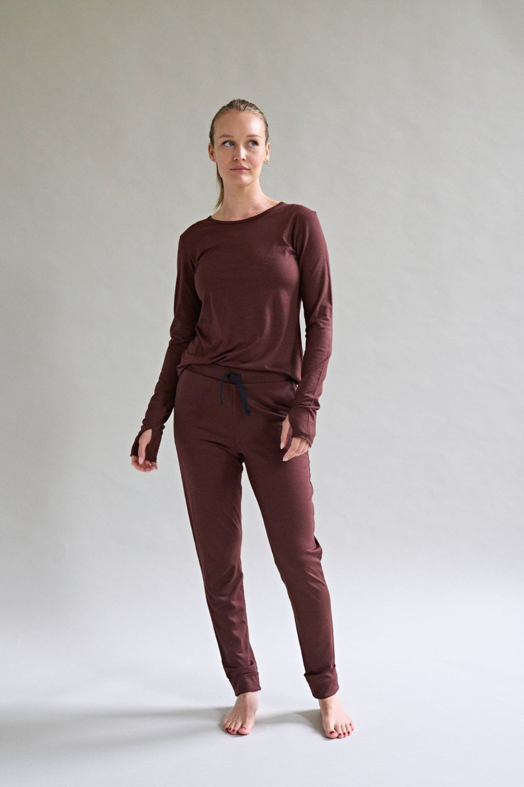 Womens Merino Long Sleeve Chocolate Brown