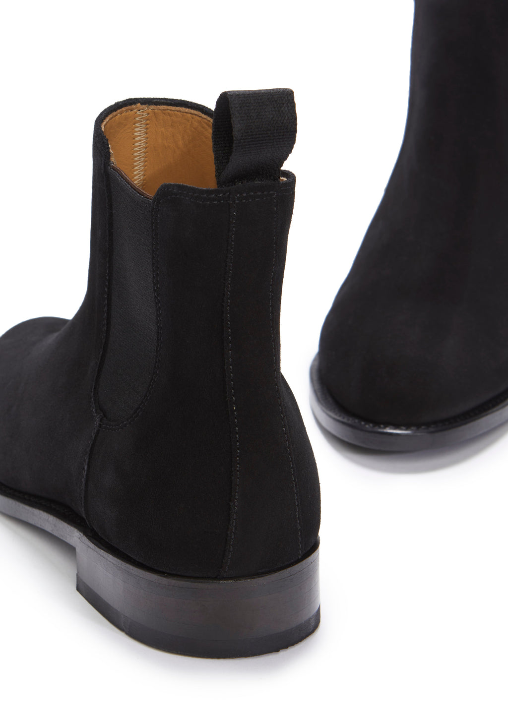 Women's Black Suede Chelsea Boots with Leather Sole