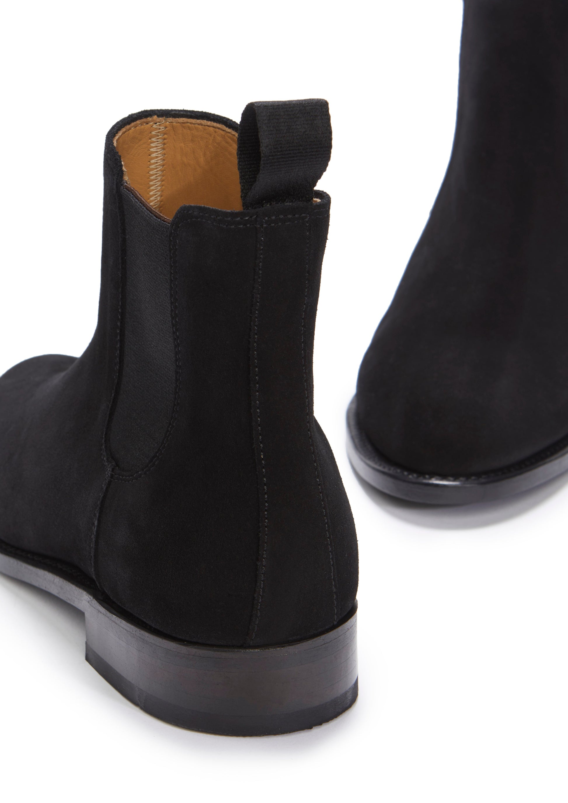 Women's Black Suede Chelsea Boots with Leather Sole