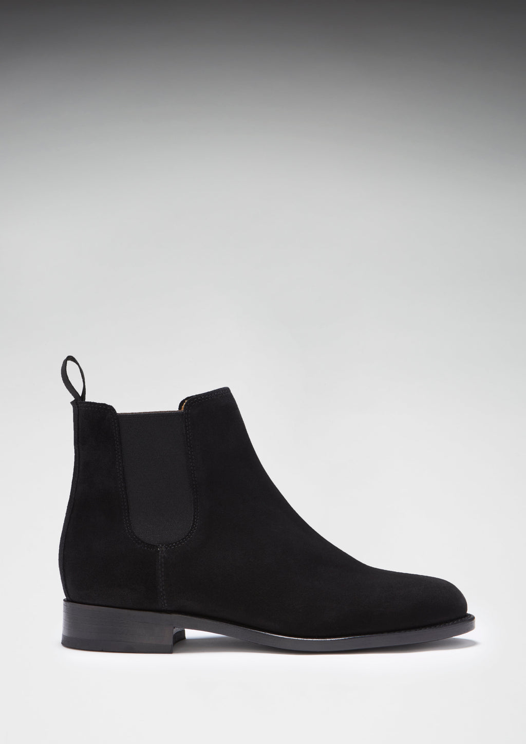 Women's Black Suede Chelsea Boots with Leather Sole