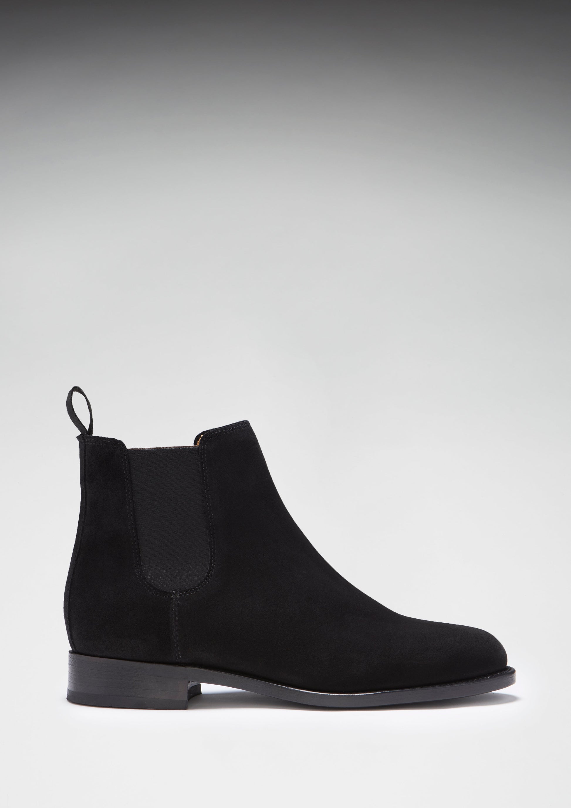 Women's Black Suede Chelsea Boots with Leather Sole