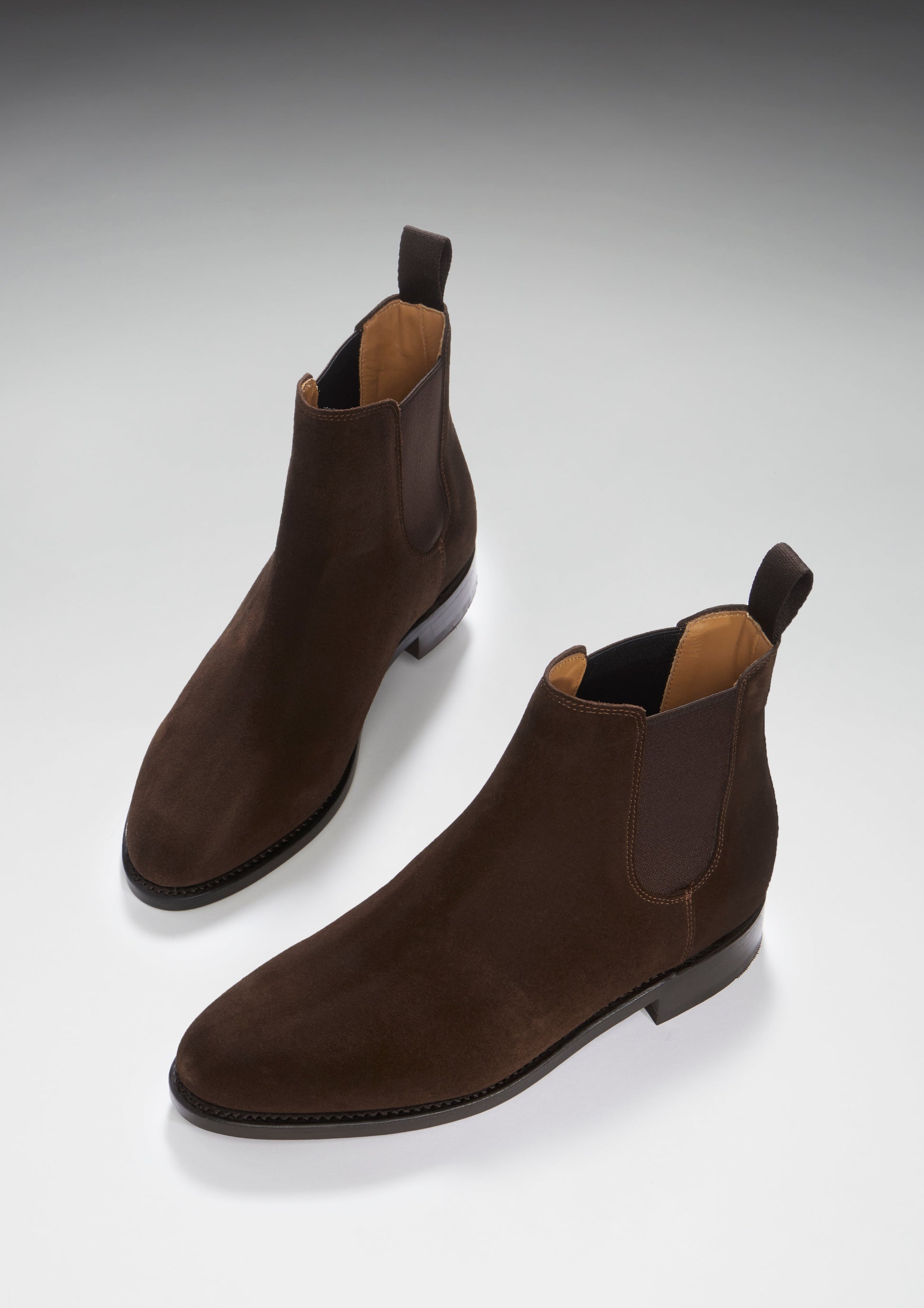 Women's Brown Suede Chelsea Boots with Welted Leather Sole