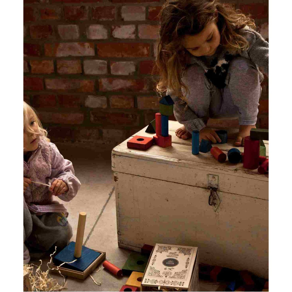 Wooden Blocks in a Box – Cold Colors, 30 Pieces